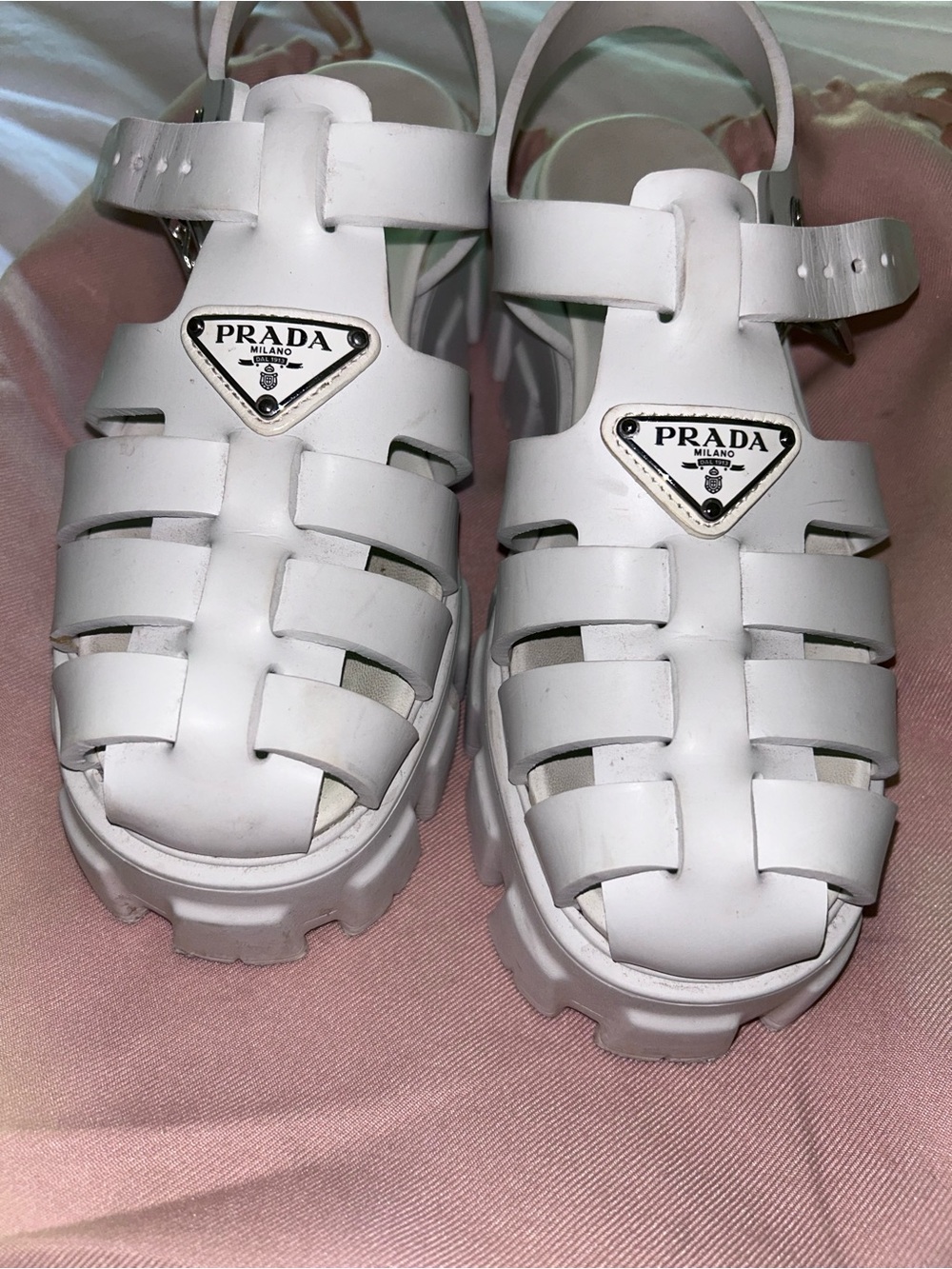 Prada White Rubber Monolith sandals Size 37 - Picture 5 of 13